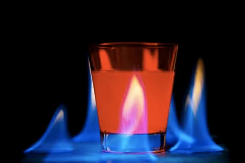Red cocktail flame 스톡 사진
