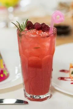 Red cocktail with raspberry Stock Photos