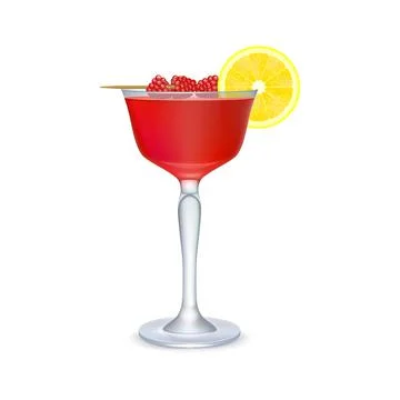 Red cocktail with slice of lemon Stock Illustration