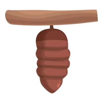 Red cocoon icon cartoon vector. Nature pupa Stock Illustration