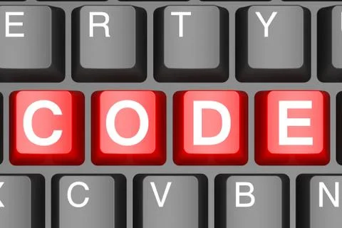 Red code button on modern computer keyboard Stock Illustration