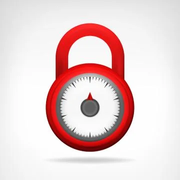Red code circular padlock design isolated on white Stock Illustration