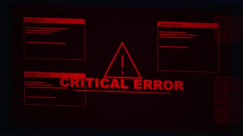 Red code glitch critical error message on futuristic computer screen Stock Footage 345101149