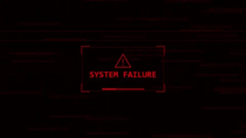 Red code glitch with system failure warning message on dark background Stock Footage 345101237