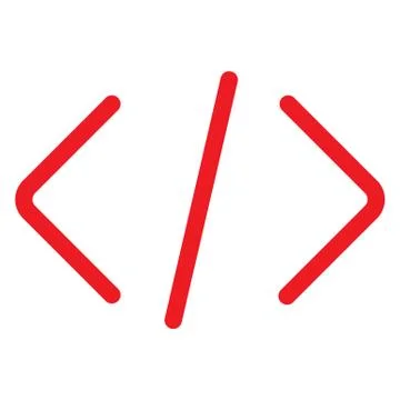 Red code icon on white background. coding symbol. coding concept. Illustrazione stock