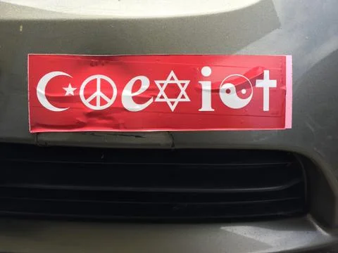 Red Coexist bumper sticker Stock Photos