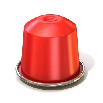 Red coffee capsule. 3D Red coffee capsule. 3D render, isolated on white ba... Foto stock