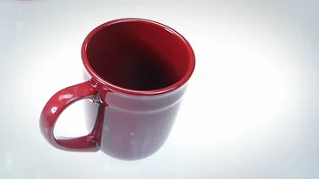 Red Coffee Cup with Fresh Brewed Coffee  Stock Footage 86055199