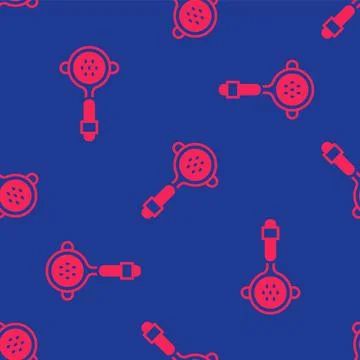 Red Coffee filter holder icon isolated seamless pattern on blue background Illustrazione stock