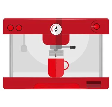 Red Coffee machine with coffee cup. Flat design vector illustration Stock Illustration