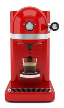Red coffee machine isolated on white background Stock Illustration