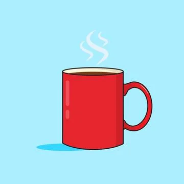 Red coffee mug hot flat vector illustration Stock Illustration