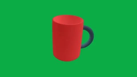 Red coffee mug rotating 360 degrees on green screen background animated 3d model Stock Footage 331643470