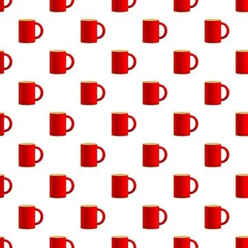 Red coffee mug seamless pattern on a white background Stock Illustration
