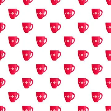 Red coffee mugs with diamond pattern seamless background イラスト素材