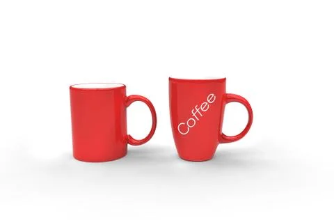 Red Coffee Mugs With Label Stock Illustration