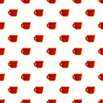 Red coffee mugs repeating seamless pattern background Stock Illustration