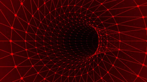Red color 3d cylindrical mesh seamless looping tunnel background Stock Footage 228762357