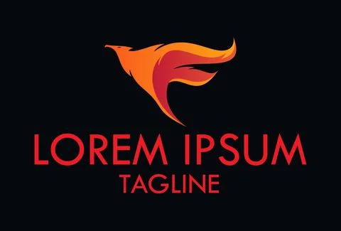 Red Color Abstract initial Letter F Phoenix Bird Logo Design	 Stock-Illustration