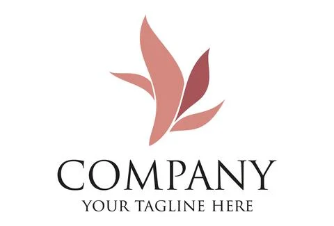 Red Color Abstract Simple Shape Leaf Tea Nature Eco Logo Design	 Stock Illustration