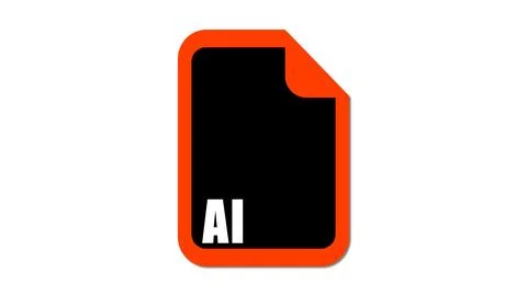 Red Color AI file format icon on white background. 스톡 일러스트