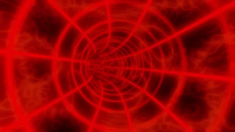 Red color animation loop with glowing lights. Interdimensional tunnel backg.. Stock Footage 261389867