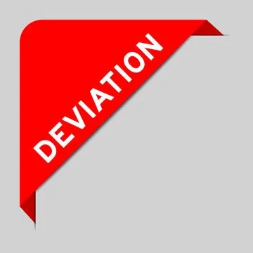 Red color of corner label banner with word deviation on gray background Stock Illustration