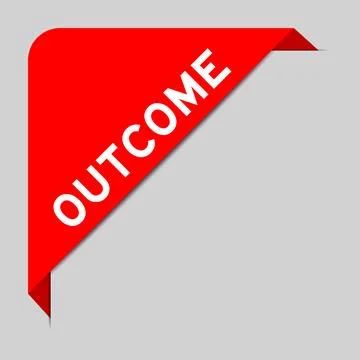 Red color of corner label banner with word outcome on gray background Stock Illustration