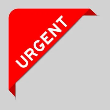 Red color of corner label banner with word urgent on gray background Stock Illustration