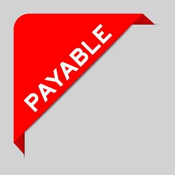 Red color of corner label banner with word payable on gray background Stock Illustration