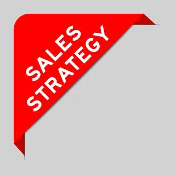 Red color of corner label banner with word sales strategy on gray background Stock Illustration