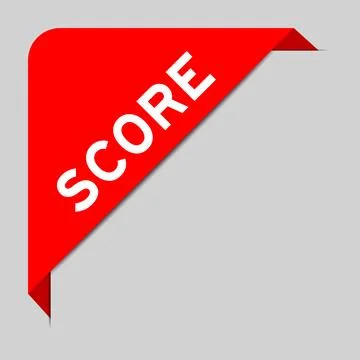 Red color of corner label banner with word score on gray background Stock Illustration