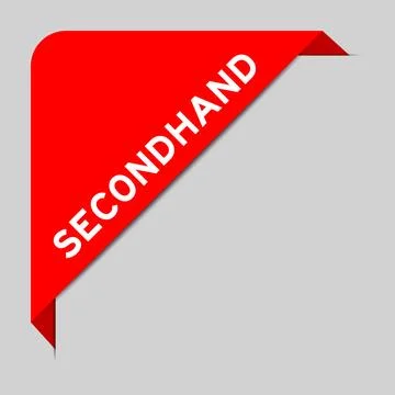 Red color of corner label banner with word secondhand on gray background Illustrazione stock