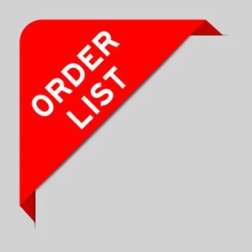 Red color of corner label banner with word order list on gray background Stock Illustration