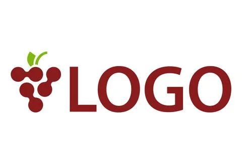 Red Color Dot Connect Fruit Grape Logo Design Stock Illustration