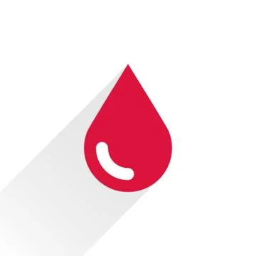 Red color drop icon with gray long shadow Stock-Illustration