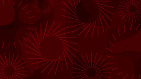 Red color exploding circles over paper cut background Video stock 245420537