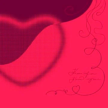 Red color halftone heart shape background Stock Illustration