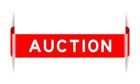 Red color inserted label banner with word auction on white background イラスト素材