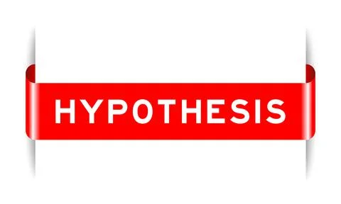 Red color inserted label banner with word hypothesis on white background Illustrazione stock