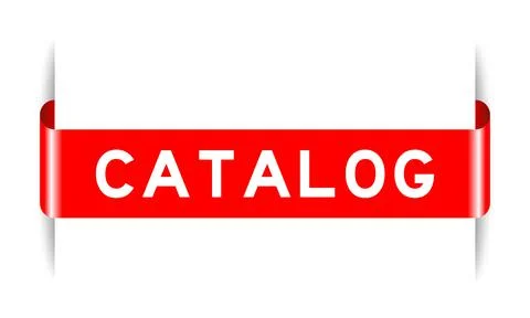 Red color inserted label banner with word catalog on white background Stock Illustration