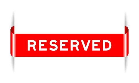 Red color inserted label banner with word reserved on white background Illustrazione stock