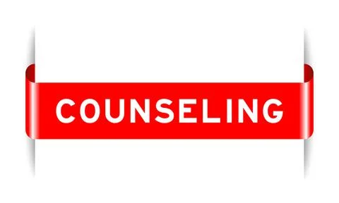 Red color inserted label banner with word counseling on white background Illustrazione stock
