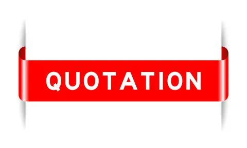 Red color inserted label banner with word quotation on white background Stock Illustration