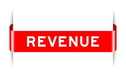 Red color inserted label banner with word revenue on white background Stock Illustration