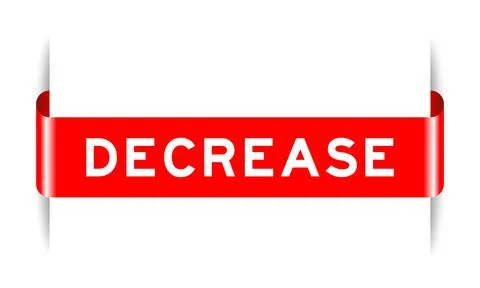 Red color inserted label banner with word decrease on white background 库存插图