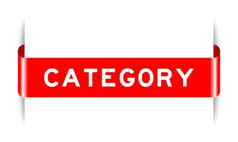 Red color inserted label banner with word category on white background Stock Illustration