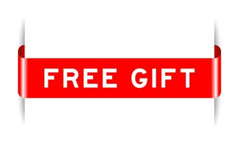 Red color inserted label banner with word free gift on white background Stock Illustration