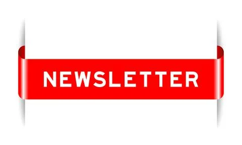 Red color inserted label banner with word newsletter on white background Stock Illustration