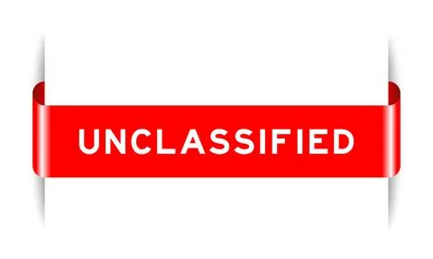 Red color inserted label banner with word unclassified on white background イラスト素材
